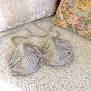 Victorias Secret push up Swim Bra Halter Tie Shimmer Silver 34DD